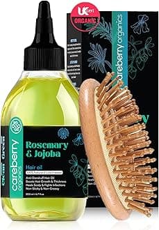 Organic Rosemary & Jojoba Hair Oil with Scalp Massager – 100% Cold-Pressed, UKCert Certified Organic & Ayush Certified Ayurvedic Formula for Hair Growth & Dandruff Control | 200ml