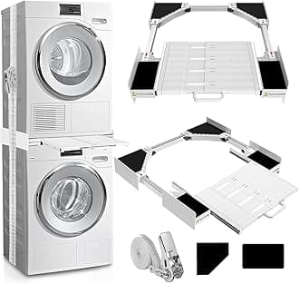 Washer Dryer Stacking Kit, Universal Washer Dryer Stacking Kit with Pull-Out Sliding Plate, Adjustable 29"-21" Stacking Kit for Washer and Dryer with Ratchet Strap