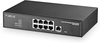 Binardat 8 Port 10 Gigabit Managed Switch, Support 1G/2.5G/5G/10G Ethernet, 160Gbps Bandwidth, L3 Web/CLI Managed, Metal RackMount Network Switch