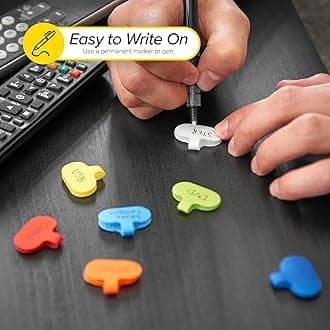 Wrap-It Storage - Cable Labels, Oval, Multi-Color (36 Pack) Write On Cord Labels, Wire Labels, Cable Tags and Wire Tags