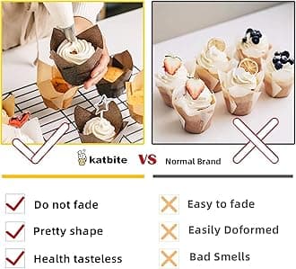 Katbite Muffin Cases 200 PCS, Standard Muffin Liners, Heavy Duty Disposable Baking Cups (Brown)