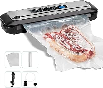 Vacuum Sealer Machine with Starter Kit, Automatic PowerVac Air Sealing Machine for Food Preservation, Dry & Moist Sealing Modes,Built-in Cutter,Easy Cleaning Storage