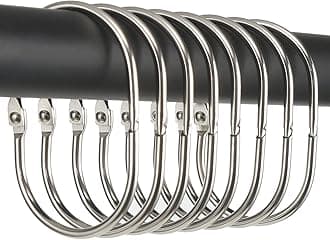 Goowin Shower Curtain Rings, 12 Pcs Shower Curtain Hooks, Oval Snap Shower Rings for Curtain, Metal Shower Curtain Rings Rust Proof, Glide Smoothly Shower Hooks for Shower Curtain Rod (Nickel)