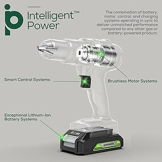 Greenworks 24V Brushless Cordless Drill Kit, 310 in./lbs, 18+1 Position Clutch, 1/2 '' Keyless Chuck, Variable Speed, (2)2Ah Batteries with 2A Charger, LED Light, 8pcs Drill Bits with Tool Bag