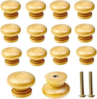 20 Pack Wood Knobs Wooden Dresser Drawer Knobs Round Mushroom Shaped Furniture Pulls