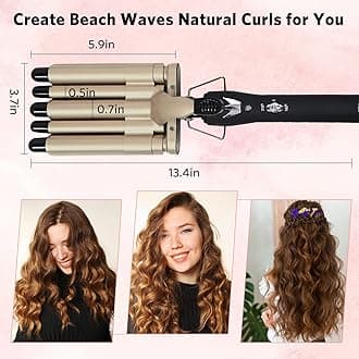 Hair Crimper Iron 5 Barrel Curling Iron Wand, 0.6 Inch Hair Waver Iron Hair Curler Ceramic Hair Curling Iron Two Temperature Setting