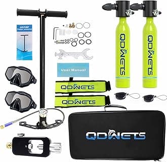 Mini Scuba Tank with Dot Certified Reusable Diving Tank Kit 0.5L Capacity Mini Scuba Diving Tanks That Support 6-10 Minutes of Underwater Breathing Dive Portable Lungs for Diving (Green)