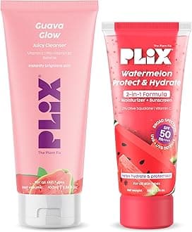 PLIX - THE PLANT FIX Glow, Moisturize & Protect Duo | Guava cleanser & Watermelon dual sunscreen | With SPF PA 50 ++++ & Vitamin C | Lightweight Hydration