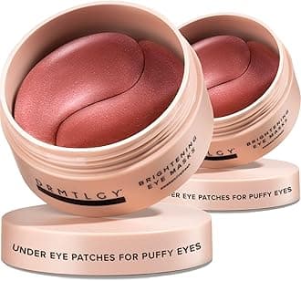 DRMTLGY Brightening Eye Masks – Biodegradable Hydrogel Under Eye Patches with Caffeine, Peptides, Hyaluronic Acid & Niacinamide – Depuff, Hydrate & Smooth Dark Circles – 2 Pack (60 Count Each)