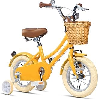 – Little Molly 12-20 Inch Kids Retro Girls Bike for 2-13 Year Old with Wicker Basket & Stabilisers/Kickstand, Multiple Colors