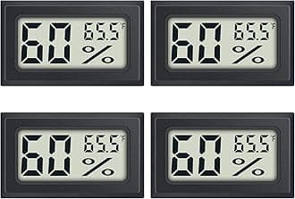 4-Pack Mini Digital Thermometer Hygrometer Indoor Humidity Monitor Temperature Humidity Gauge Meter with Fahrenheit (℉) for Humidors, Greenhouse, Garden, Cellar, Closet, Fridge Etc by DWEPTU