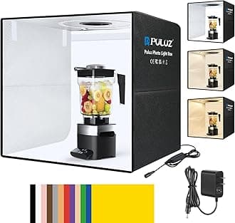 PULUZ Portable Photo Light Box, 20x20 Photo Studio Light Box, Professional Dimmable USB-C Photo Booth Fast Charging with 160 LED Lights and 12 Photo Box