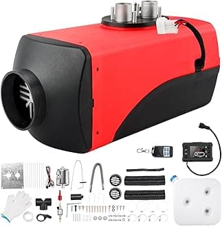 KAX 8KW 12V Diesel Air Heater, Split Type Single Hole Parking Heating w/LCD Switch Monitor Display Remote Control Car Heater for Car Trucks Bus RV and Trailer Black Red