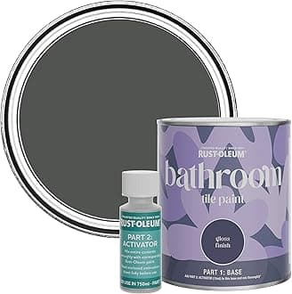 Rust-Oleum Grey Water-Resistant Bathroom Tile Paint in Gloss Finish - Graphite 750ml