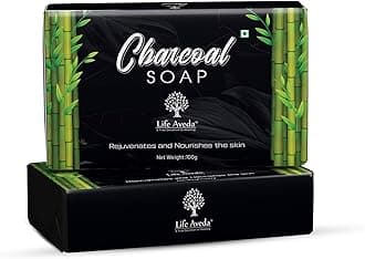 Life Aveda Charcoal Soap | Activated Charcoal & Aloe Vera for Deep Cleansing & Oil Control | Helps Prevent Premature Aging & Promotes Glowing Skin - 100g