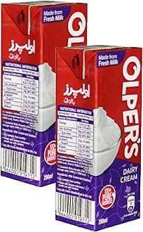 Olper's Dairy Cream 200ml (6.76Oz) | Pack of 2 | Rich & Luxurious | Whipping Cream For Desserts | Suitable For Baking, Coffee & Tea | Made with Fresh Milk