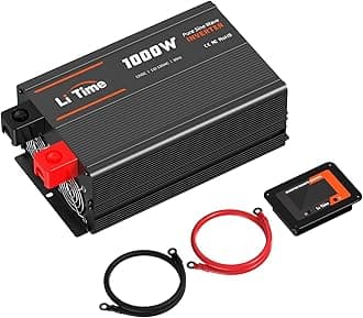1000W Pure Sine Wave Inverter 12V DC to 120V AC Converter for RV, Truck, Off-Grid Solar Car Power Inverter with 3 AC Outlets, 5V 2.4A USB, Type-C Port, Remote Controller, 2000W Peak