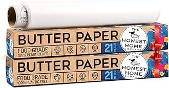 Honest Home Butter Paper Roll Combo | 42 Meters | Pack of 2 (21M + 21M) | 40 GSM | Food-Grade Wax Coated | Easy Tear Cutter | for Food Prep, Wrapping & Storage