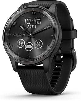 Garmin vívomove Trend, Stylish Hybrid Smartwatch with Health and Fitness functions, Dynamic Watch Hands, Touchscreen Display and up to 5 days battery life, Black (Renewed)