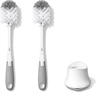 Tot Bottle Brush with Nipple Cleaner and Stand – Gray, 2-Pack