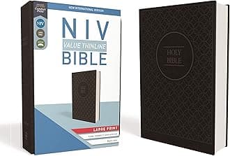 NIV, Value Thinline Bible, Large Print, Imitation Leather, Gray/Black: New International Version, Value Thinline, Imitation Leather, Charcoal/Black