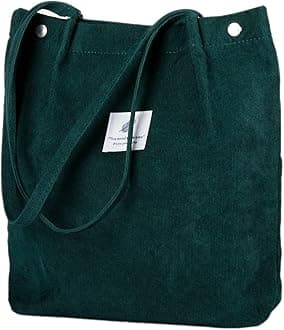 Corduroy Tote Bag Cute Tote Bags for Women Shoulder Bag with Inner Pocket for Work Beach Travel and Shopping Grocery