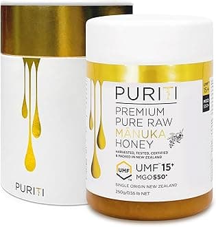 PURITI Manuka Honey MGO 550+ / UMF 15+ | 100% Pure Genuine Raw Manuka Honey | 8.8 Oz / 250g | Harvested, Tested, Certified and Packed in New Zealand