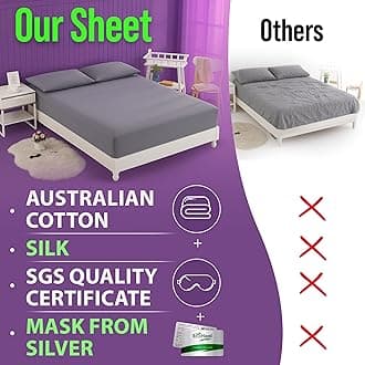 Earth Grounding Sheets Full Size with 12% Silver Fiber & 4% Silk & 84% Cotton - Gray - SGS Quality Certified Grounded Well Bed Sheet - Conductive Fitted Sheet for Better Sleep