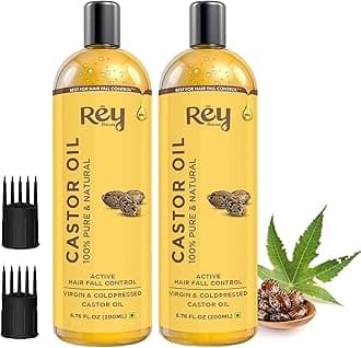 Rey Naturals Cold Pressed Extra Virgin Castor Oil For Hair Growth | Nourishing Hair Oil For All Hair Types | Deeply Moisturizes, Repairs And Strengthens Hair | For Hair Growth And Adds Shine - 200ml*2