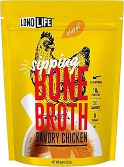LonoLife Chicken Bone Broth Powder Mix | 10g Protein | Collagen-Rich, Keto & Paleo Friendly | Natural Ingredients | 8oz Bulk Container (15 Servings)