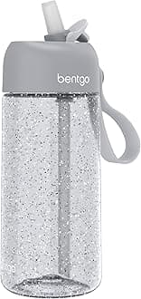 BentgoBentgo® Kids Water Bottle - Glitter Design, Leak-Proof, Durable Tritan™ 15 oz Cup for Kids/Toddlers 3+; Flip-Up Straw/Dishwasher Safe for School, Sports, Daycare, Camp (Glitter Edition - Silver)