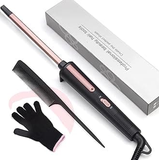 Curling Wand 9MM, Thin Curling Iron Tight Curls Ceramic Barrel Hair Curling Wand for Long & Short Hair
