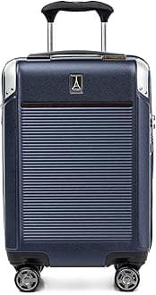 Platinum Elite Hardside Expandable Suitcase, 8 Wheel Spinner, TSA Lock, Hard Shell Polycarbonate Suitcase, True Navy Blue, Compact Carry on 56x36x23 cm