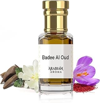 Arabian Aroma Badee Al Attar | Saffron & Oud Perfume Fragrance | Alcohol-Free, Long-Lasting | 100% Pure Perfume | Ittar For Men | Fresh Oriental Attar for Men (6ml)