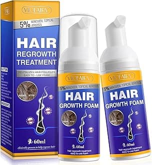5% Minoxidil Hair Growth Foam - Unscented, For Men & Women, Helps Stop Hair Thinning & Loss, Natural Growth Treatment, Biotin, 2 Ounce (Pack of 2)