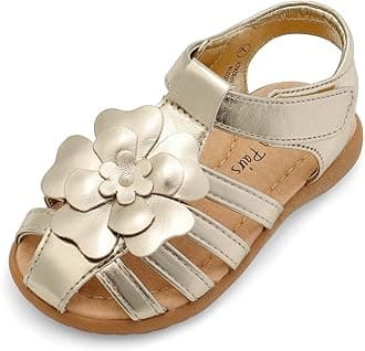 DREAM PAIRS Girls Toddler/Little Kid Closed-Toe Flower Summer Dress Sandals Shoes