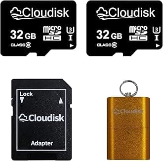 Pack of 2 Micro SD Card 32GB Flash Memory Card Micro SDHC with SD Adapter and Card Reader, C10, A2, U3, UHS-I (32 GB)