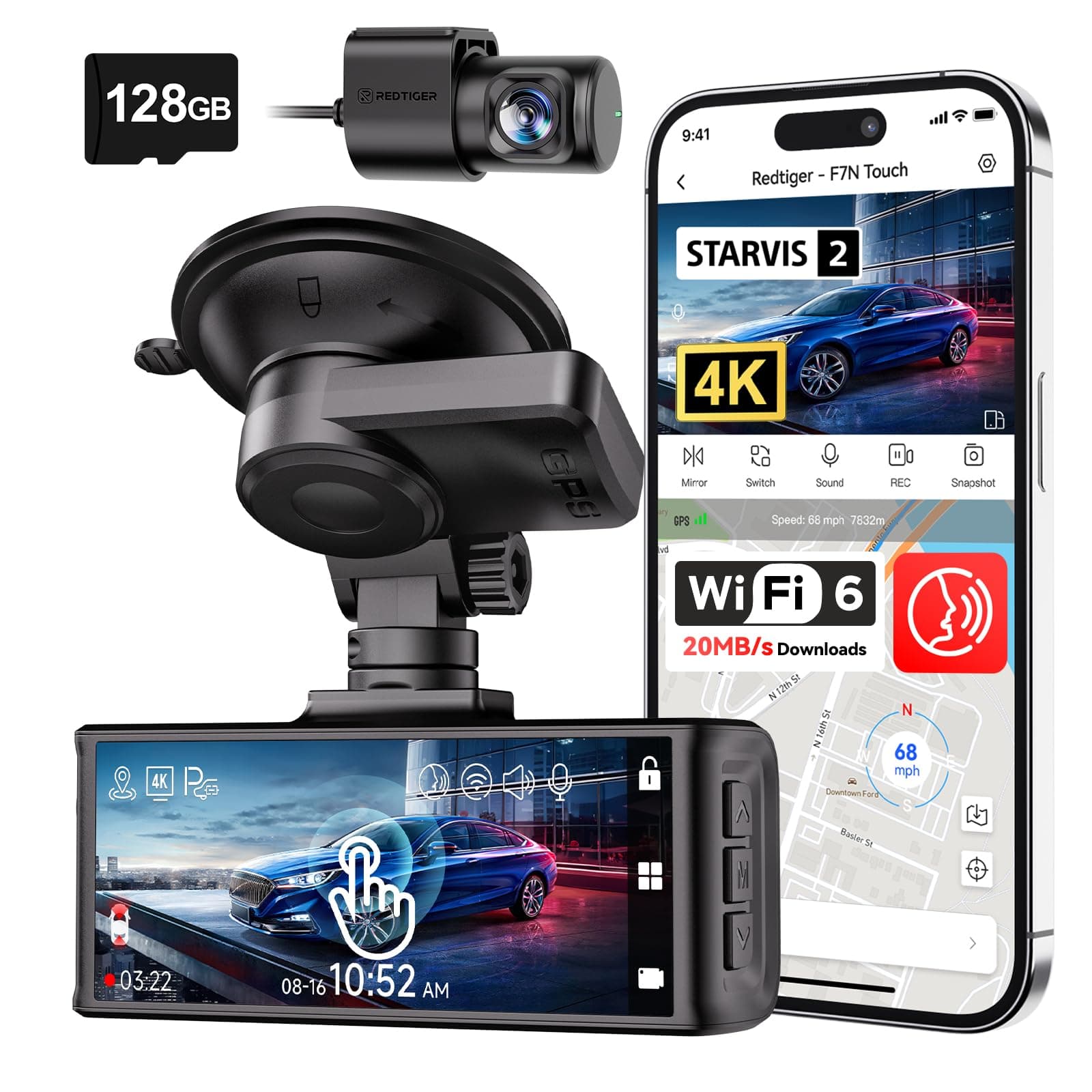 REDTIGER 4K Dash Cam Front