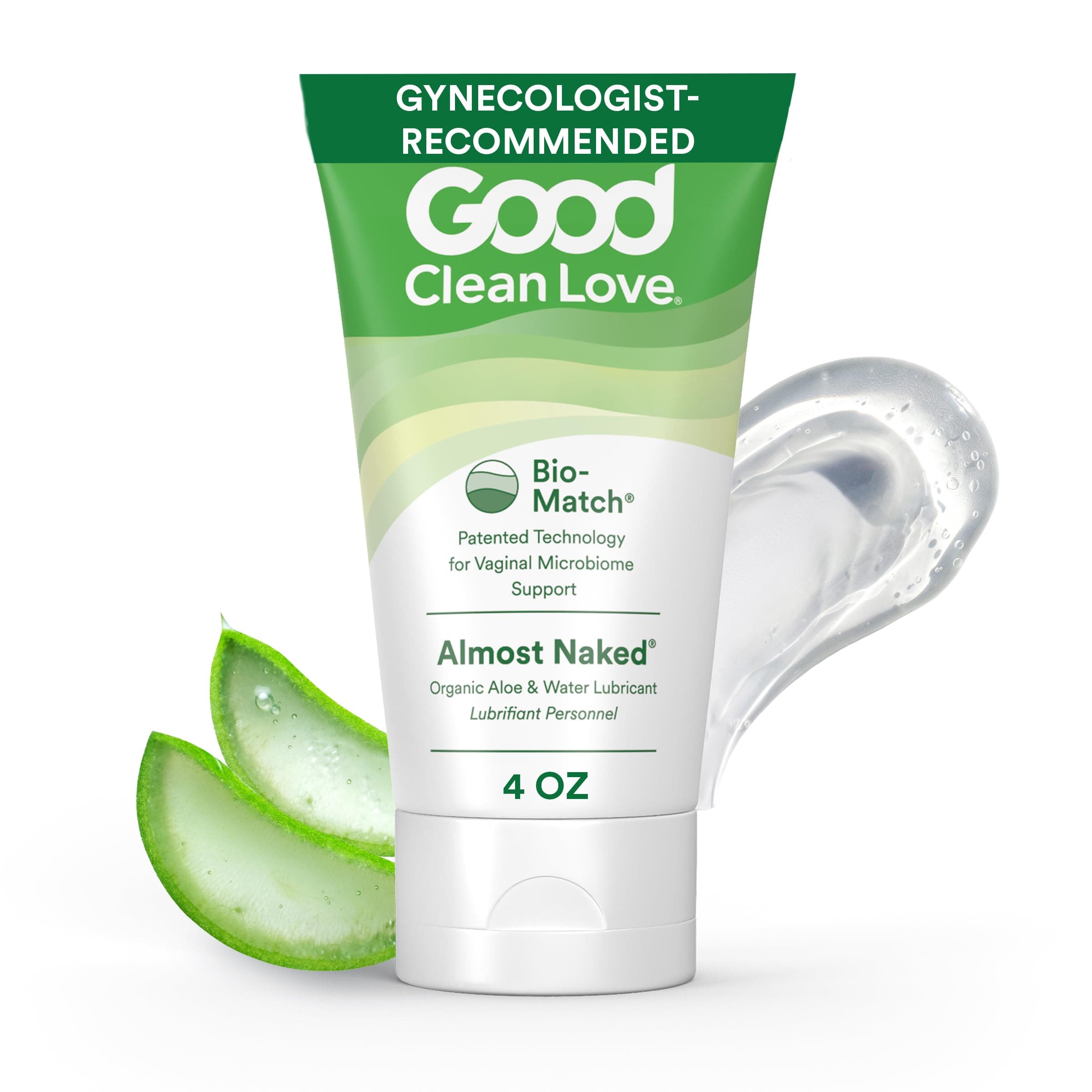 Almost Naked Water-Based Lube, Personal Lubricant with Organic Aloe Vera, Safe for Adult Toys & Condoms, pH-Balanced, Clean Intimate Wellness Gel for Men & Women, 4 Oz