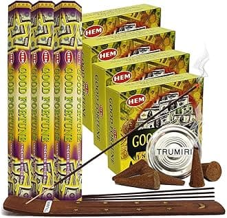 Good Fortune Incense Sticks and Cone Incense Holder Variety Pack Bundle insence insense insienso