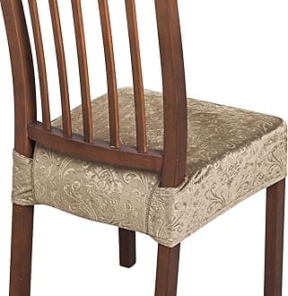 FORCHEER Dining Chair Covers,Velvet Stretch Chair Seat Covers Slipcover,Kitchen Chair Covers(Set of 4,Camel)