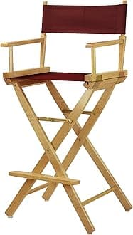 30" Director's Chair Natural Frame-with Burgundy Canvas, Bar Height
