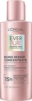 L'Oreal Paris Sulfate Free Bond Repair Pre Shampoo Treatment, Hair Repair for Colored, Bleached or Damaged Hair, EverPure, 5.1 Fl Oz