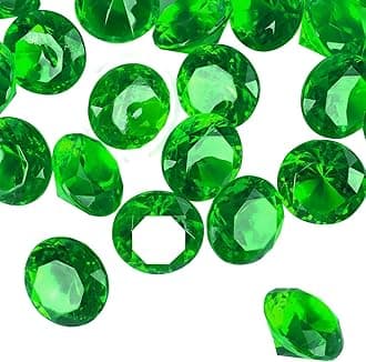 Acrylic Diamond Fake Gems Vase Filler, Babenest 240pcs 3/4 Inch Faux Diamonds Crystals Jewels for Table Scatters Wedding Party Event Arts & Crafts Birthday Decoration Favor (240, Green)