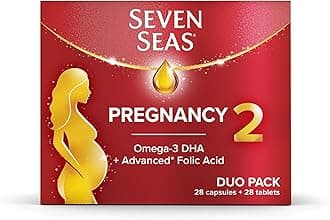 Seven Seas Pregnancy, Pregnancy Vitamins With Omega-3 DHA And Advanced* Folic Acid, Iron, Vitamins B6 And B12, 28 Capsules plus 28 Tablets, 4-Week Supply