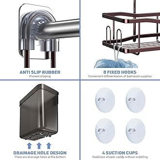 Hanging Shower Caddy Bathroom Organizer: Rustproof Shower Shelf Racks Over Shower Head - No Drilling Inside Bath Shower Rack Shelves Over Showerhead for Shampoo with Soap Holder Bronze