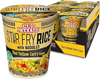 Cup Noodles Stir Fry Rice with Noodles, Thai Yellow Curry, 2.61 Ounce (Pack of 6)