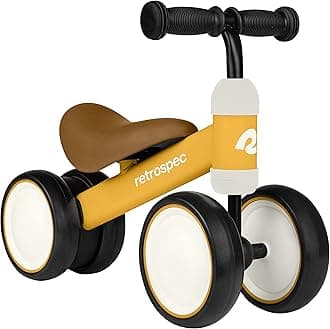 Retrospec Cricket Baby Walker Balance Bike with 4 Wheels for Ages 12-24 Months - Toddler Bicycle Toy for 1 Year Old’s - Ride On Toys for Boys and Girls - One Size (Sunflower)