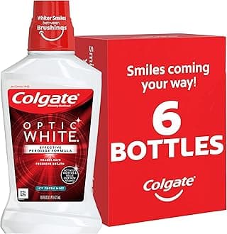 Optic White Whitening Mouthwash with Hydrogen Peroxide, Alcohol Free, Icy Fresh Mint - 16 fluid ounces (6 Pack)