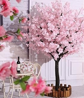Artificial Cherry Blossom Trees Handmade Light Pink Tree Indoor Outdoor Home Office Party Wedding (5FT Tall/1.5M)
